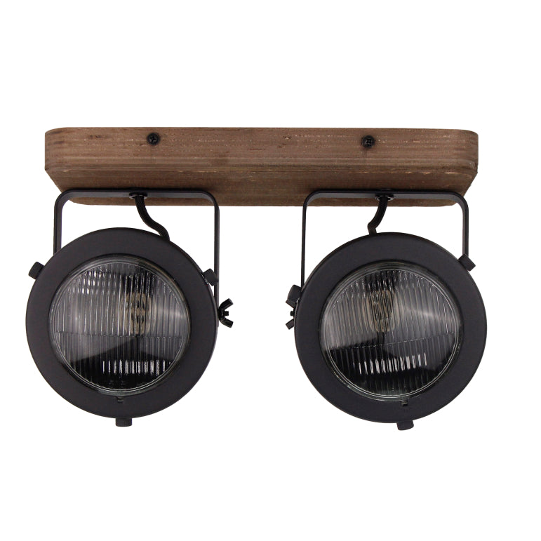 Chericoni Bella Plafondlamp - 2-lichts - Ø12 cm - Zwart - Hout, Metaal, IJzer