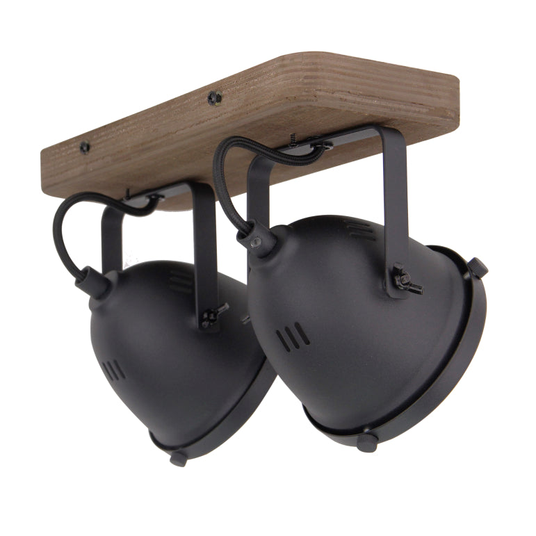 Chericoni Bella Plafondlamp - 2-lichts - Ø12 cm - Zwart - Hout, Metaal, IJzer