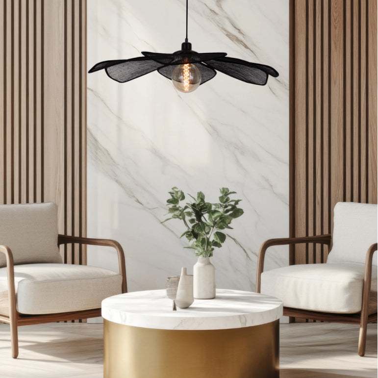 Chericoni Corvo hanglamp – 80 cm – bladvormig design – zwart – 1 lichts – E27