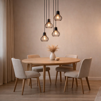 Chericoni Goccia hanglamp - 5 lichts - Kappen Ø16 cm - Zwart Metaal - E27