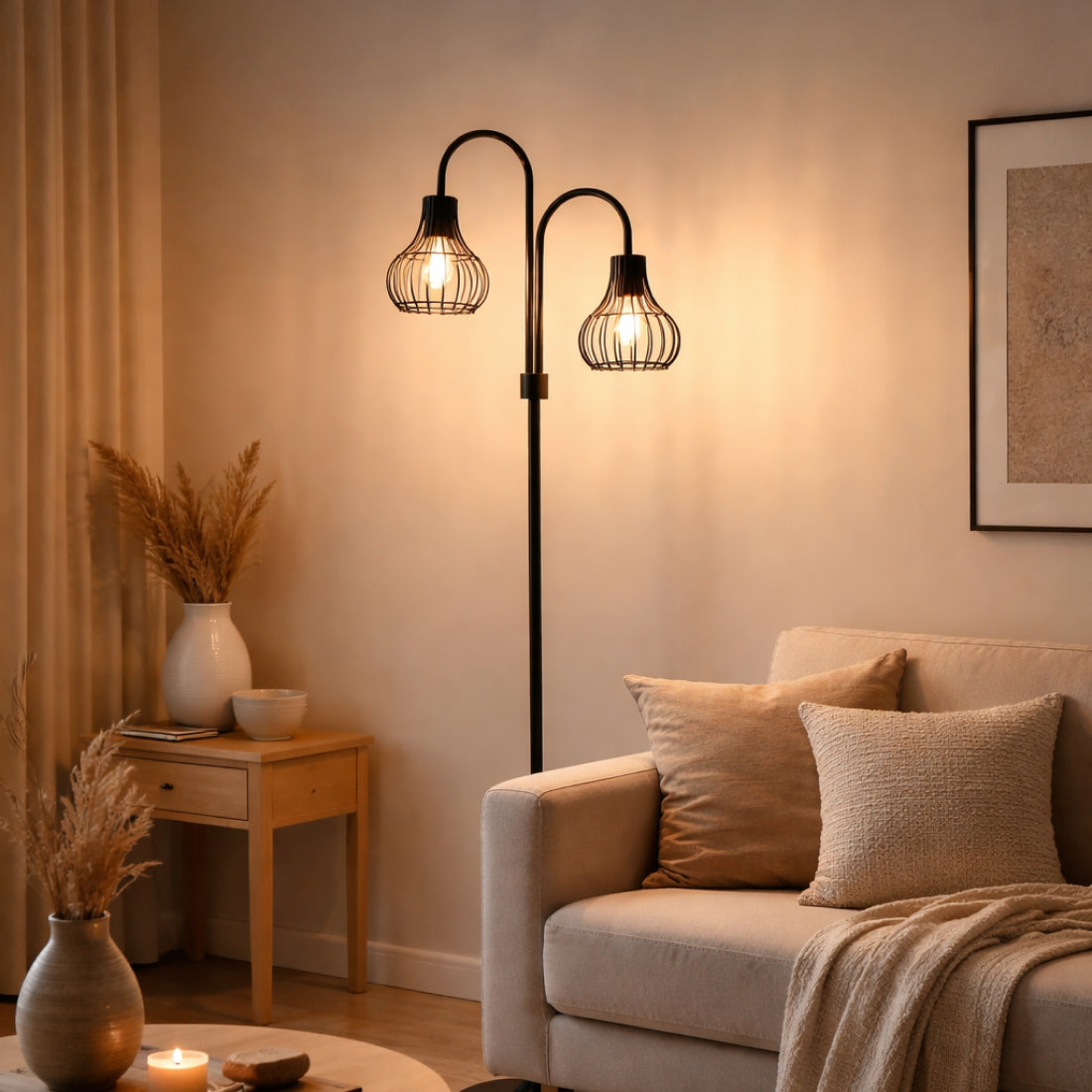 Chericoni Goccia Vloerlamp – 2 lichts – 155 cm hoog – E27 – Zwart