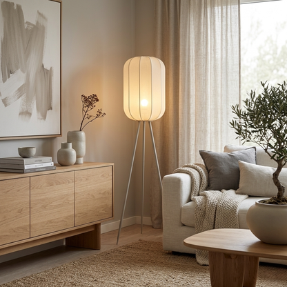 Chericoni Lecce Vloerlamp - Ø32 cm - 1 lichts - Nature - Cream/Beige – Japandi Stijl