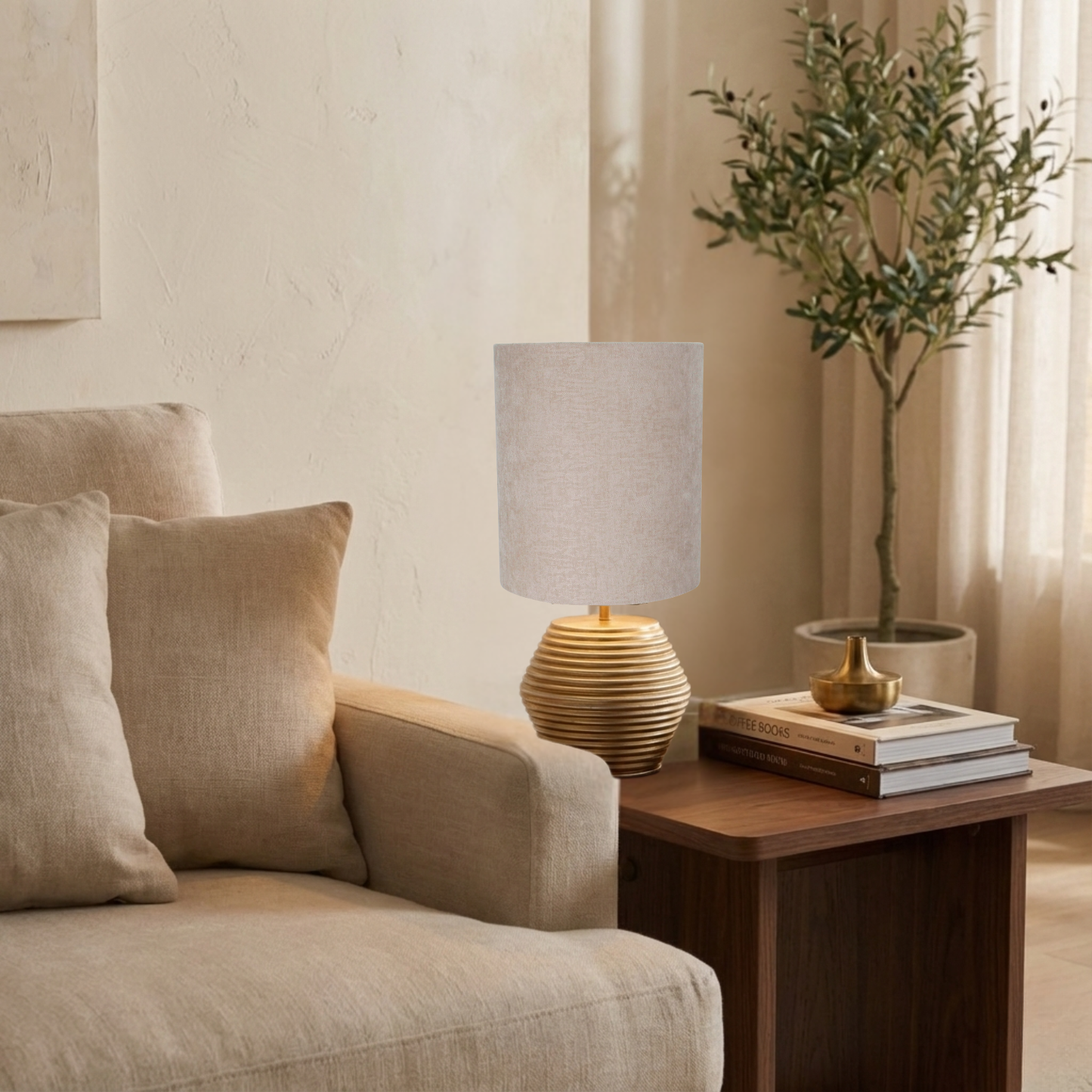 Chericoni Modena Tafellamp – 1 lichts – Ø20 cm - Goud / Creme