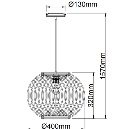 Chericoni Nature Diagonaal Rond Hanglamp – 1 lichts – Ø40 cm – E27 - Natuur hout