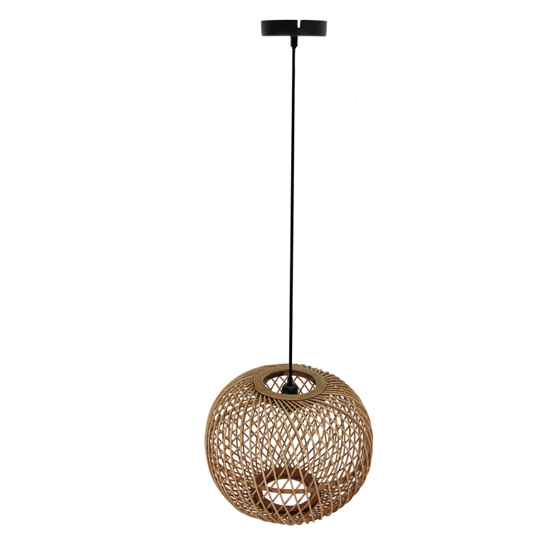 Chericoni Nature Diagonaal ronde hanglamp, Ø40 cm, natuurlijk materiaal, E27 fitting.
