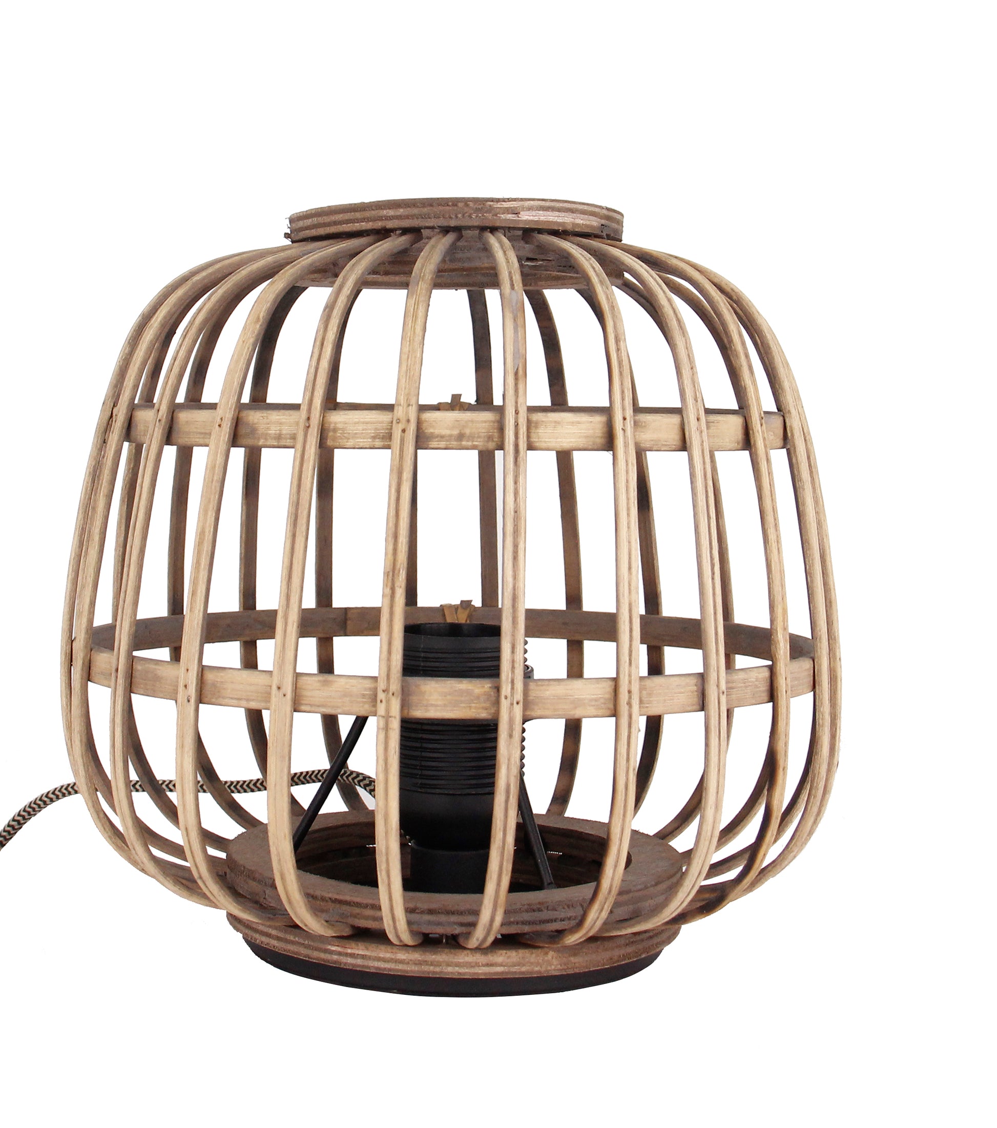 Chericoni Nature Trapeze tafellamp, 1 lichts, Ø22 cm, E27, uitgeschakeld, met een natuurlijke bamboe afwerking voor een rustige uitstraling.