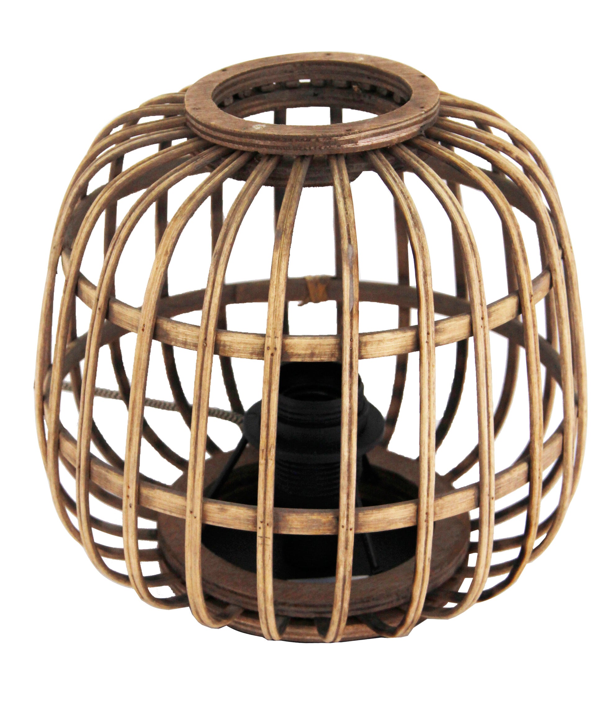 Zijaanzicht van de Chericoni Nature Trapeze tafellamp, 1 lichts, Ø22 cm, E27, met een elegant design van FSC-gecertificeerd bamboe.