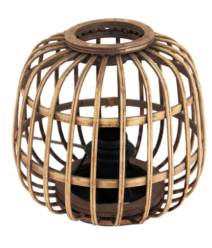 Zijaanzicht van de Chericoni Nature Trapeze tafellamp, 1 lichts, Ø22 cm, E27, met een elegant design van FSC-gecertificeerd bamboe.