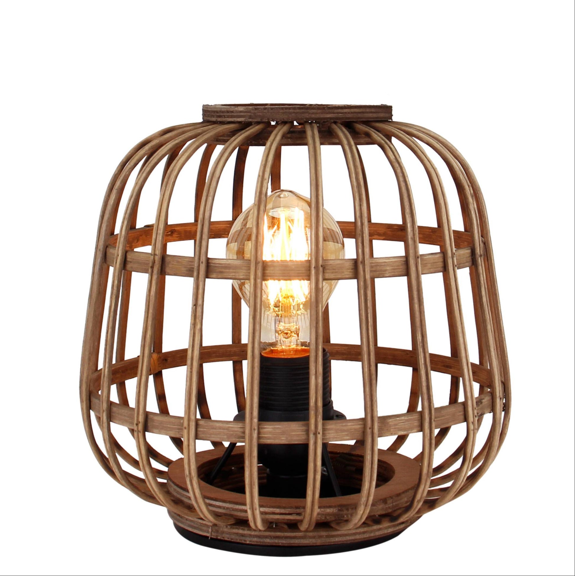 Chericoni Nature Trapeze tafellamp, 1 lichts, Ø22 cm, E27, gemaakt van FSC-gecertificeerd bamboe voor een natuurlijke uitstraling.