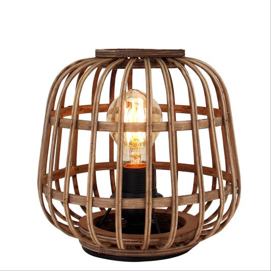 Chericoni Nature Trapeze tafellamp, 1 lichts, Ø22 cm, E27, gemaakt van FSC-gecertificeerd bamboe voor een natuurlijke uitstraling.