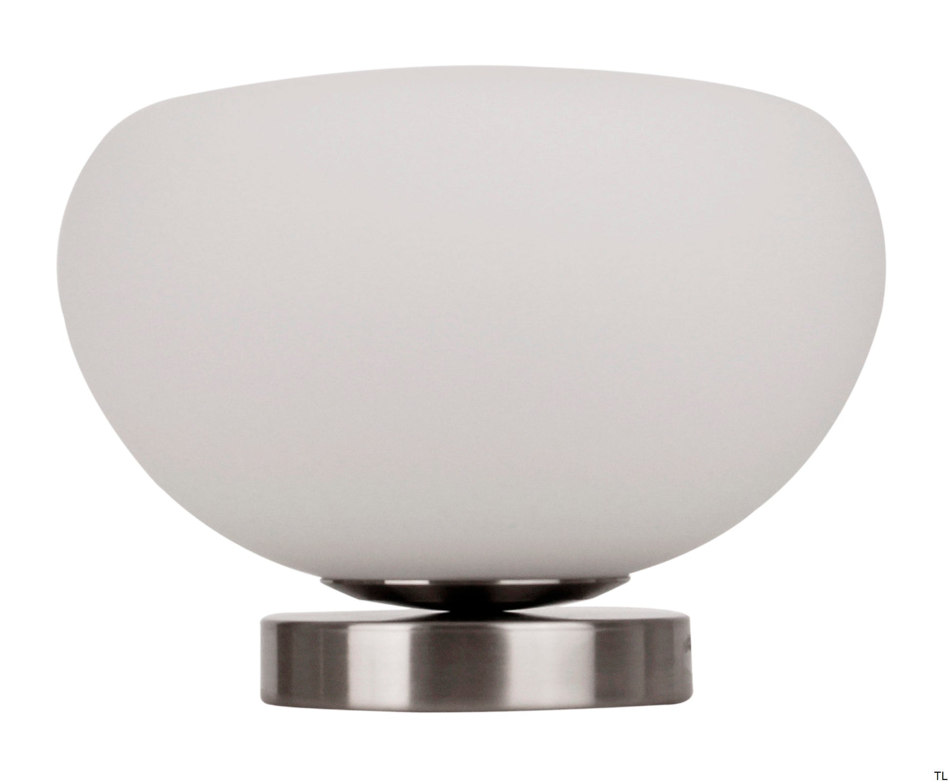 Chericoni Opalino tafellamp 1 licht Ø 22 cm, nikkel mat, vooraanzicht van het moderne ontwerp en de sfeervolle verlichting.
