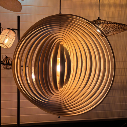 Houten hanglamp Chericoni Ring Ø60 cm met strakke en tijdloze vormgeving.