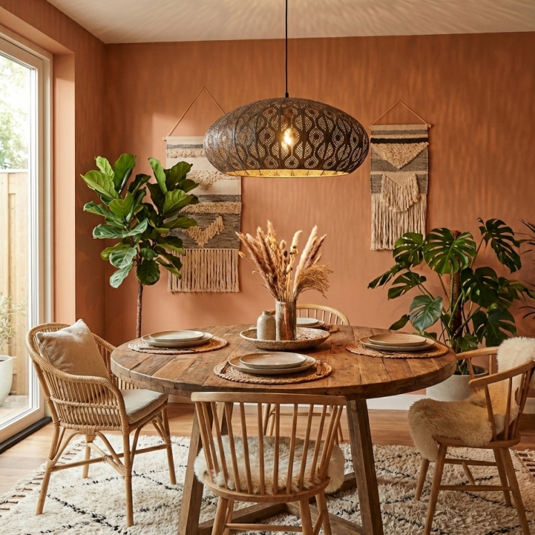 Oostere lamp voor boven de eettafel. De Chericoni Rolo staat perfect in een gezellig interieur boven de eettafel.