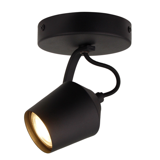Chericoni Tavola plafondspot in zwart, 1 lichts met GU10 fitting, uitgevoerd in een modern en compact design.
