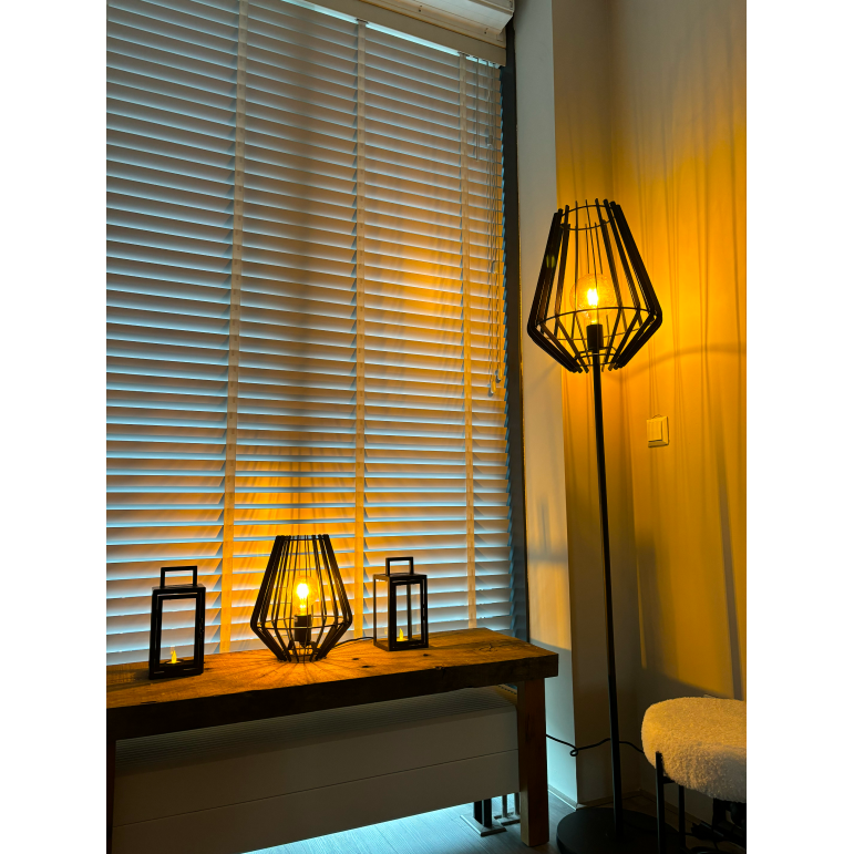 Chericoni Tavola Vloerlamp Zwart Staal - 1-Lichts Staande Lamp - Open Kooikap - Industrieel & Modern - Ø 30 cm - Voor Woonkamer & Slaapkamer