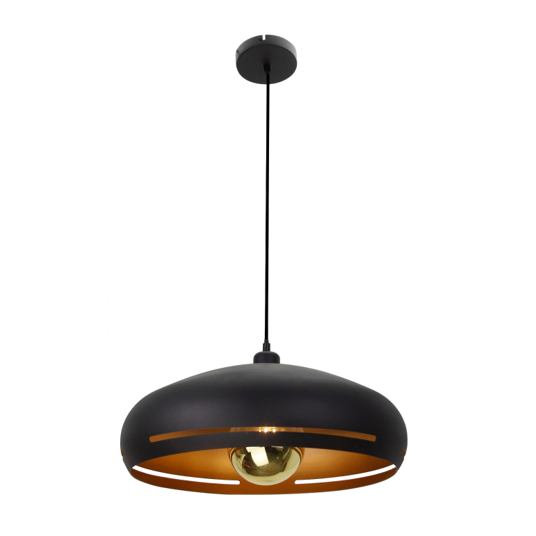 Chericoni Striscia hanglamp, 1 lichts, Ø 45 cm, met een zwart-gouden afwerking voor een warme en elegante sfeer.
