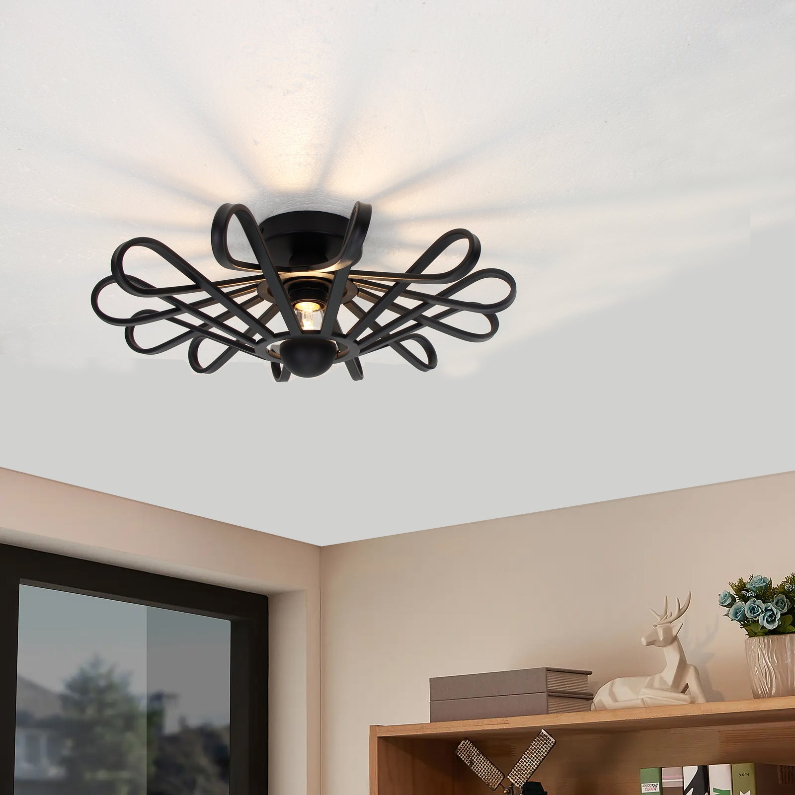 Chericoni Arco plafondlamp, 45 cm diameter, eigentijds design in zwart, ideaal voor stijlvolle interieurverlichting.