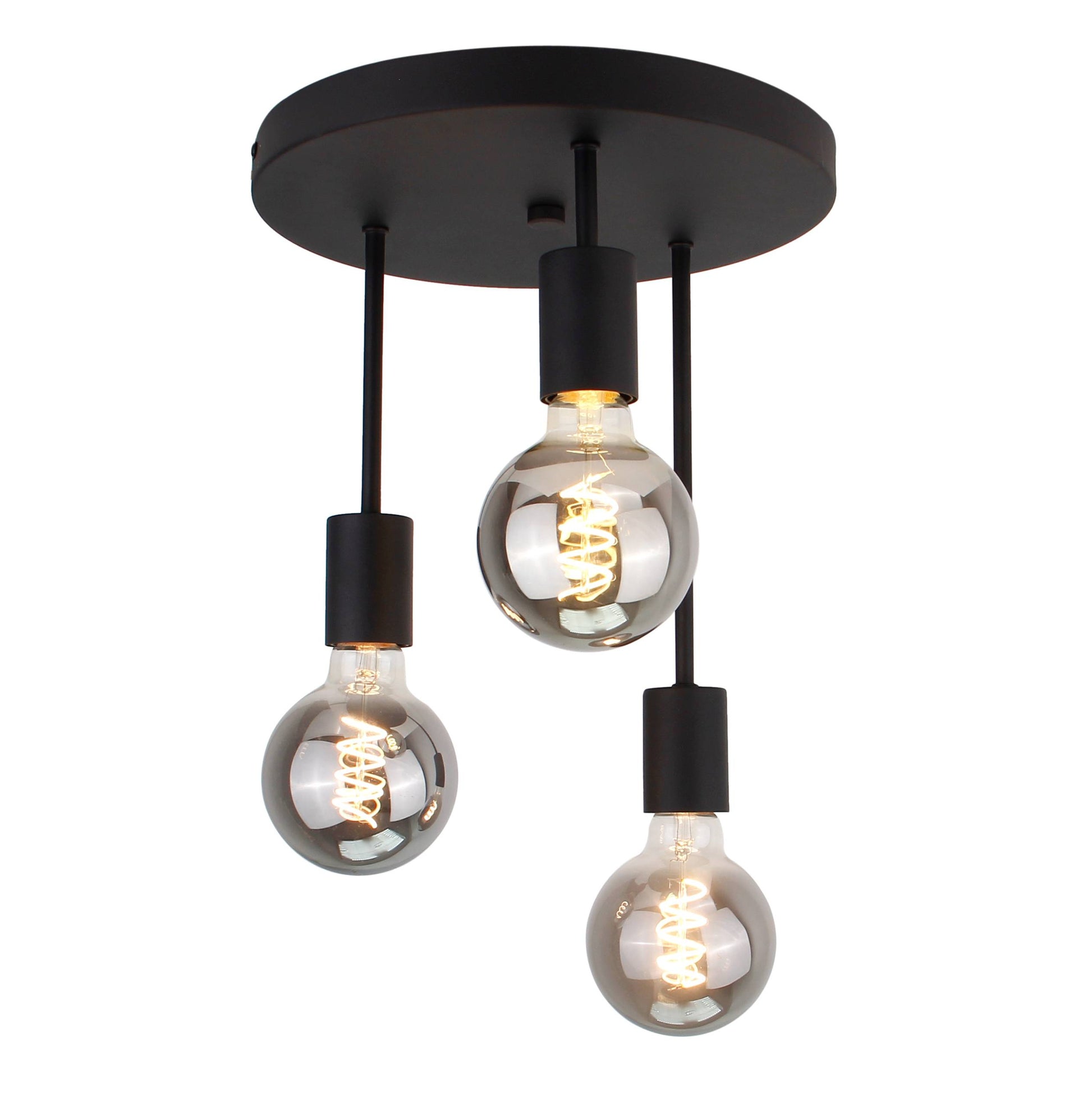 Plafondlamp Chericoni Basic, zwart, Ø28 cm, 3 lichtpunten, E27 fitting, verstelbaar in 3 hoogtes. Modern en stijlvol design.