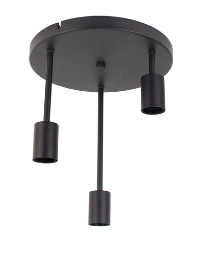 Plafondlamp Chericoni Basic, zwart, Ø28 cm, 3 lichtpunten, E27 fitting, verstelbaar in 3 hoogtes. Modern en stijlvol design.