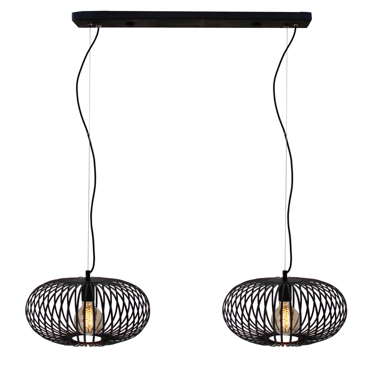 Hanglamp Chericoni Curvato, zwart, Ø 40 cm, 2 lichtpunten, E27 fitting. Modern design voor stijlvolle interieurverlichting.