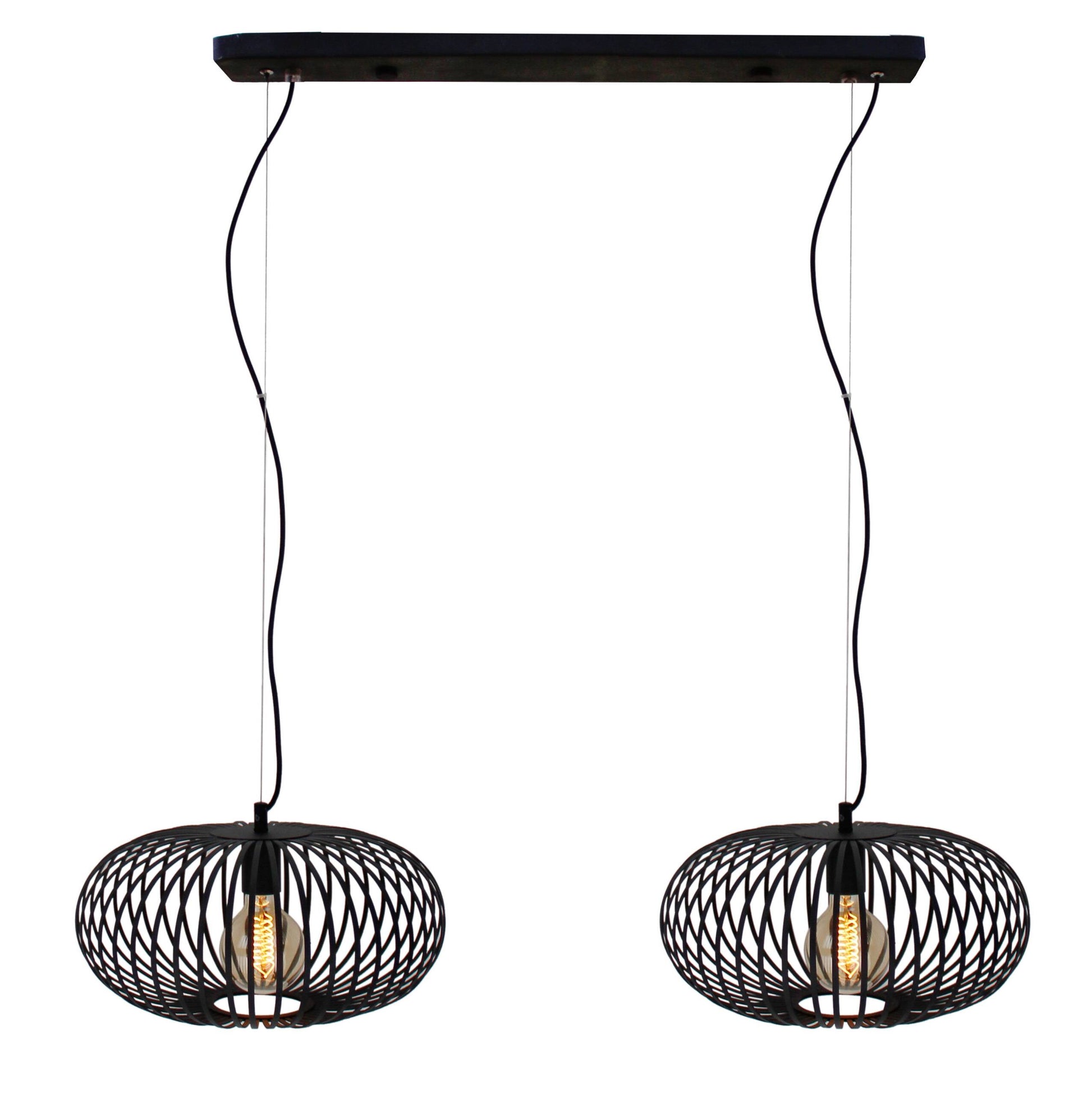 Hanglamp Chericoni Curvato, zwart, Ø 40 cm, 2 lichtpunten, E27 fitting. Modern design voor stijlvolle interieurverlichting.