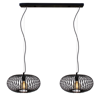 Hanglamp Chericoni Curvato, zwart, Ø 40 cm, 2 lichtpunten, E27 fitting. Modern design voor stijlvolle interieurverlichting.