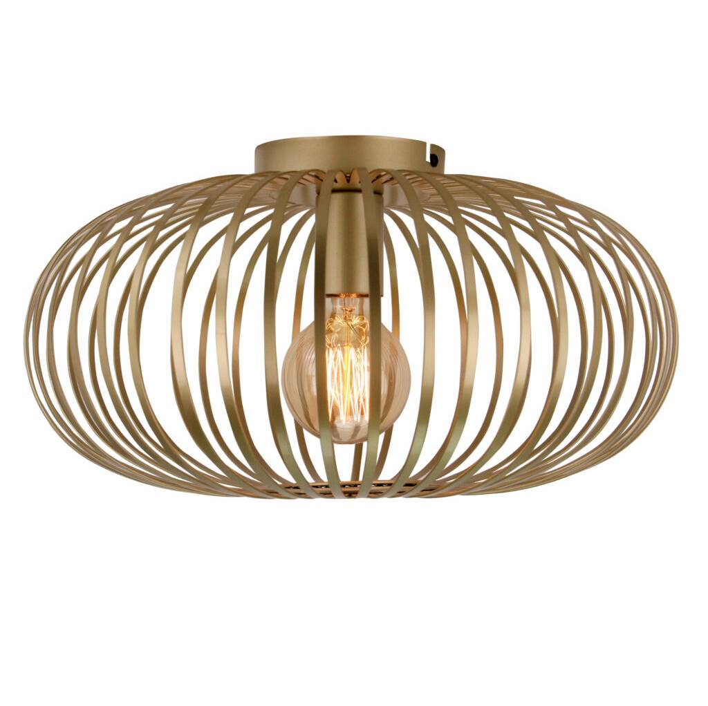 Chericoni Curvato plafondlamp, goud, Ø40 cm. Elegant 1-lichts ontwerp met E27 fitting voor een luxe en warme uitstraling.