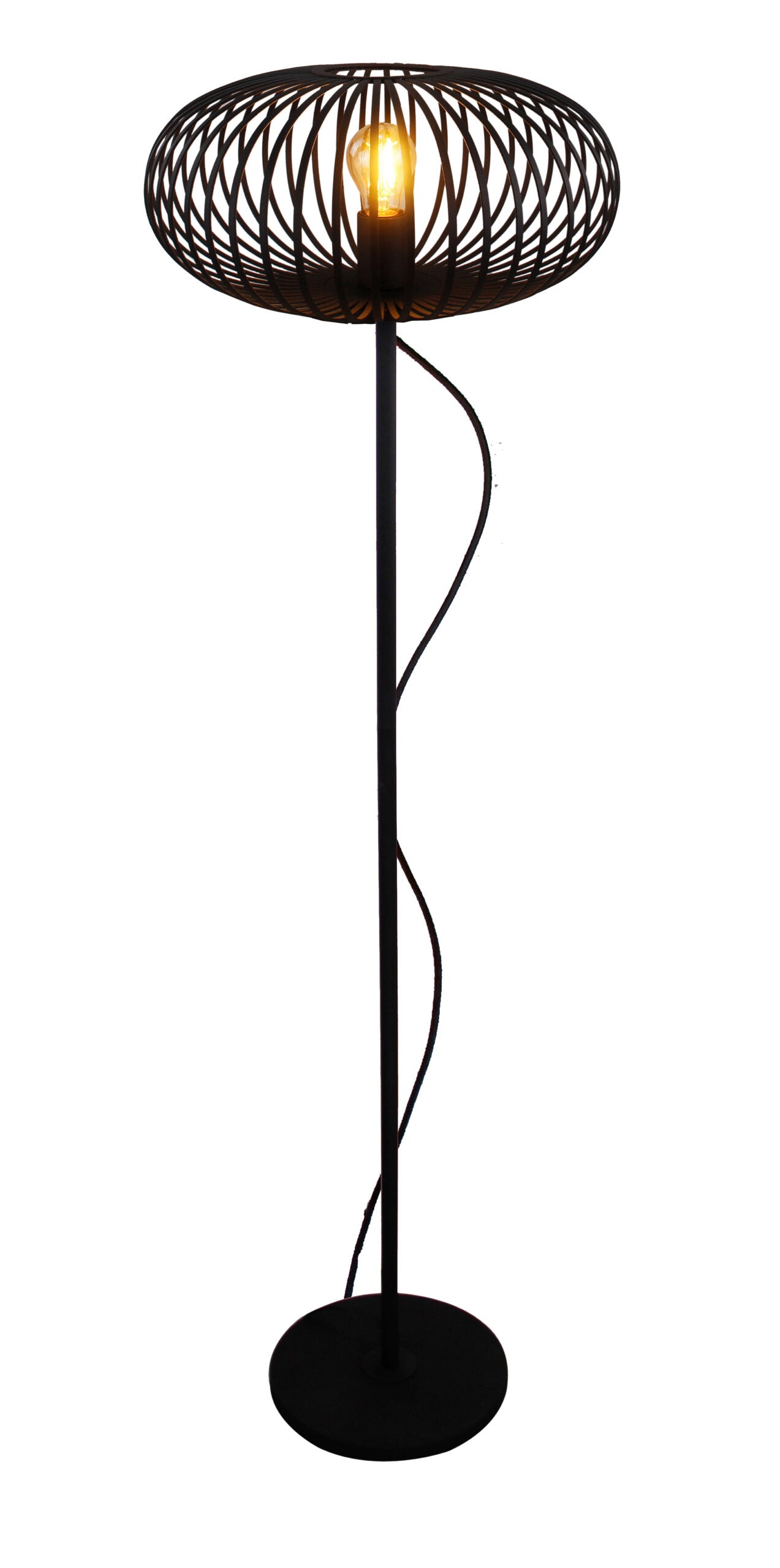 Vloerlamp Chericoni Curvato, zwart, Ø40 cm, verstelbare hoogte van 59 tot 143 cm. Modern design voor sfeervolle verlichting