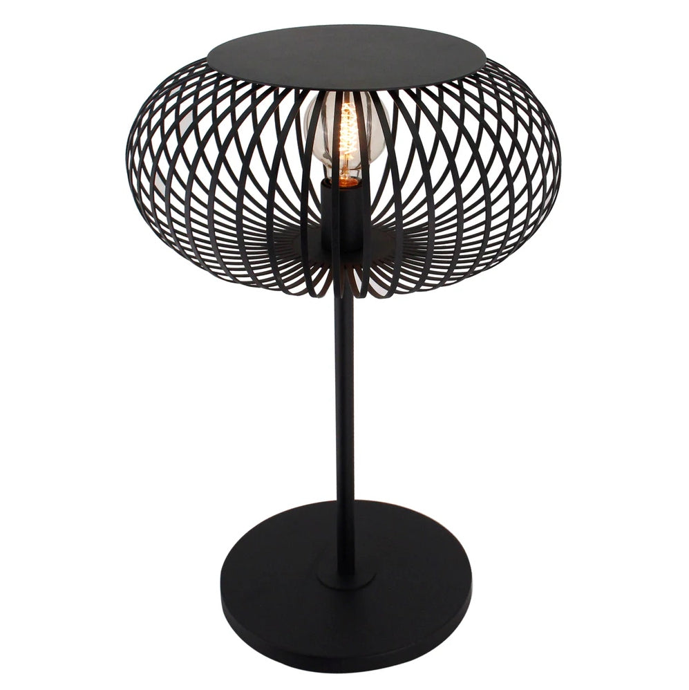 Zwarte Chericoni Curvato vloerlamp, 1-lichts, met een diameter van 40cm, E27 fitting, verstelbare hoogte 59cm of 143cm.