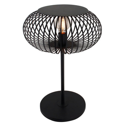 Zwarte Chericoni Curvato vloerlamp, 1-lichts, met een diameter van 40cm, E27 fitting, verstelbare hoogte 59cm of 143cm.