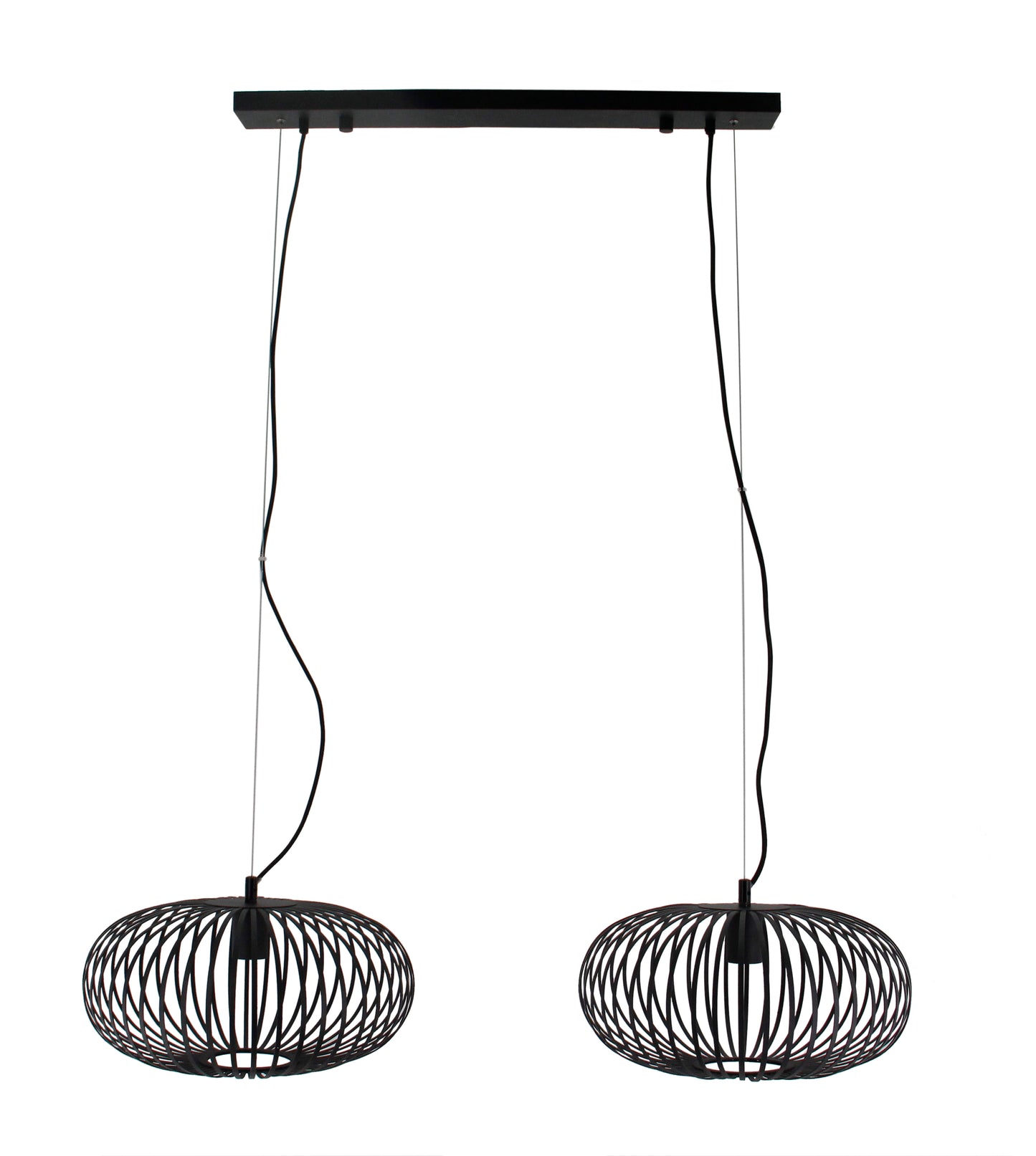 Hanglamp Chericoni Curvato, zwart, Ø 40 cm, 2 lichtpunten, E27 fitting. Modern design voor stijlvolle interieurverlichting.