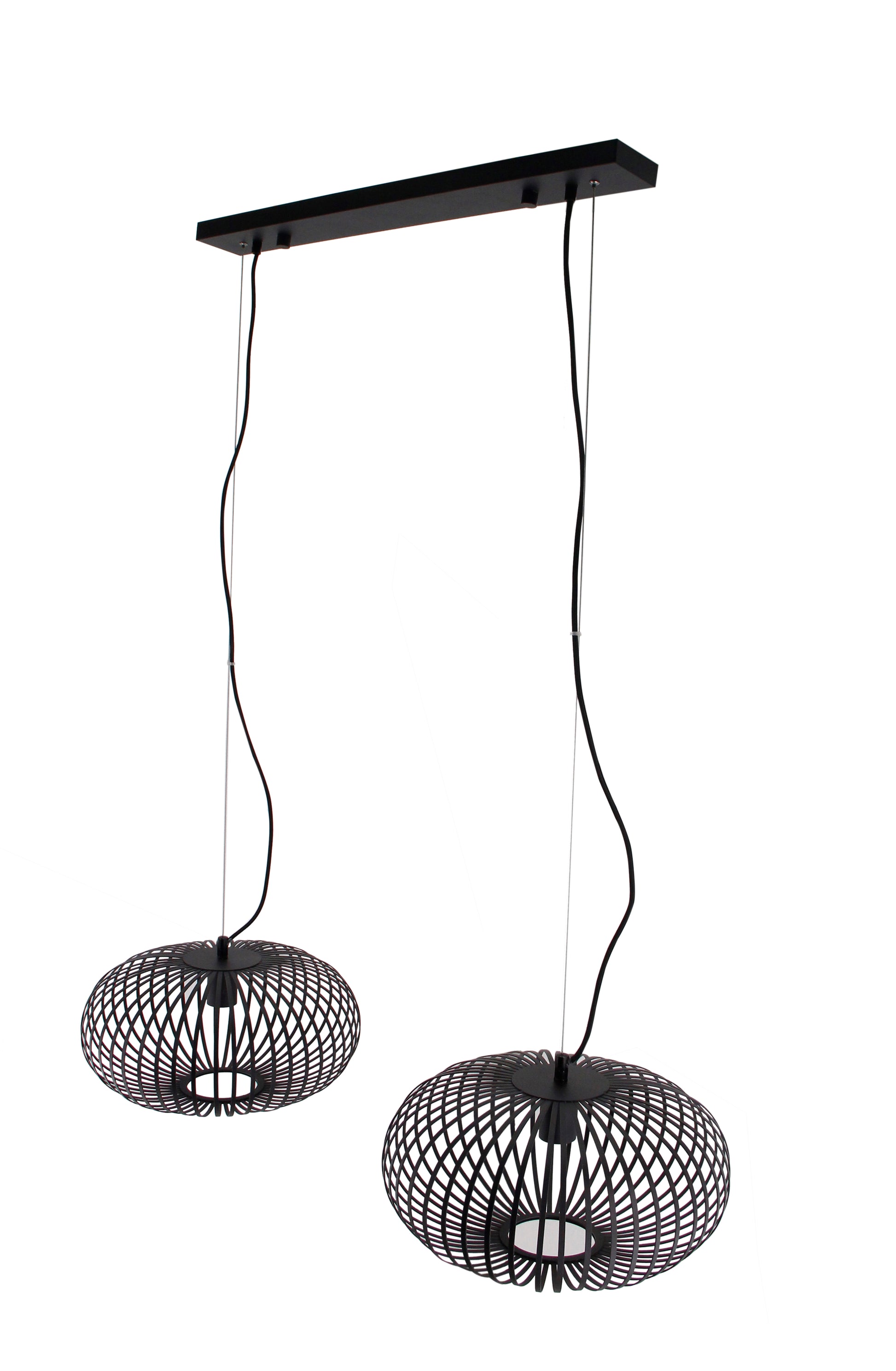 Hanglamp Chericoni Curvato, zwart, Ø 40 cm, 2 lichtpunten, E27 fitting. Modern design voor stijlvolle interieurverlichting.