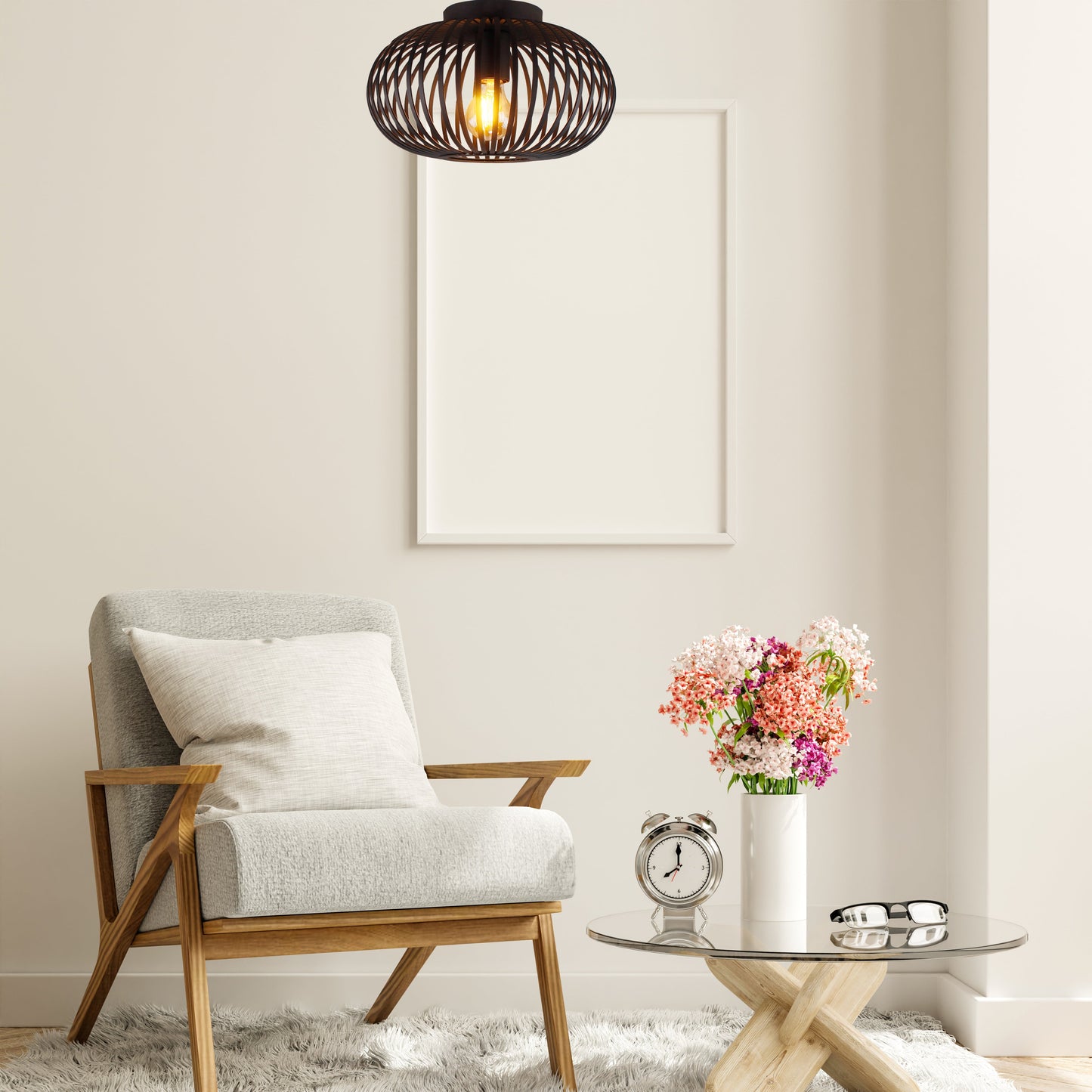 Plafondlamp Chericoni Curvato, zwart, Ø 30cm, 1 lichtpunt, stijlvol en modern design voor sfeervolle interieurverlichting.