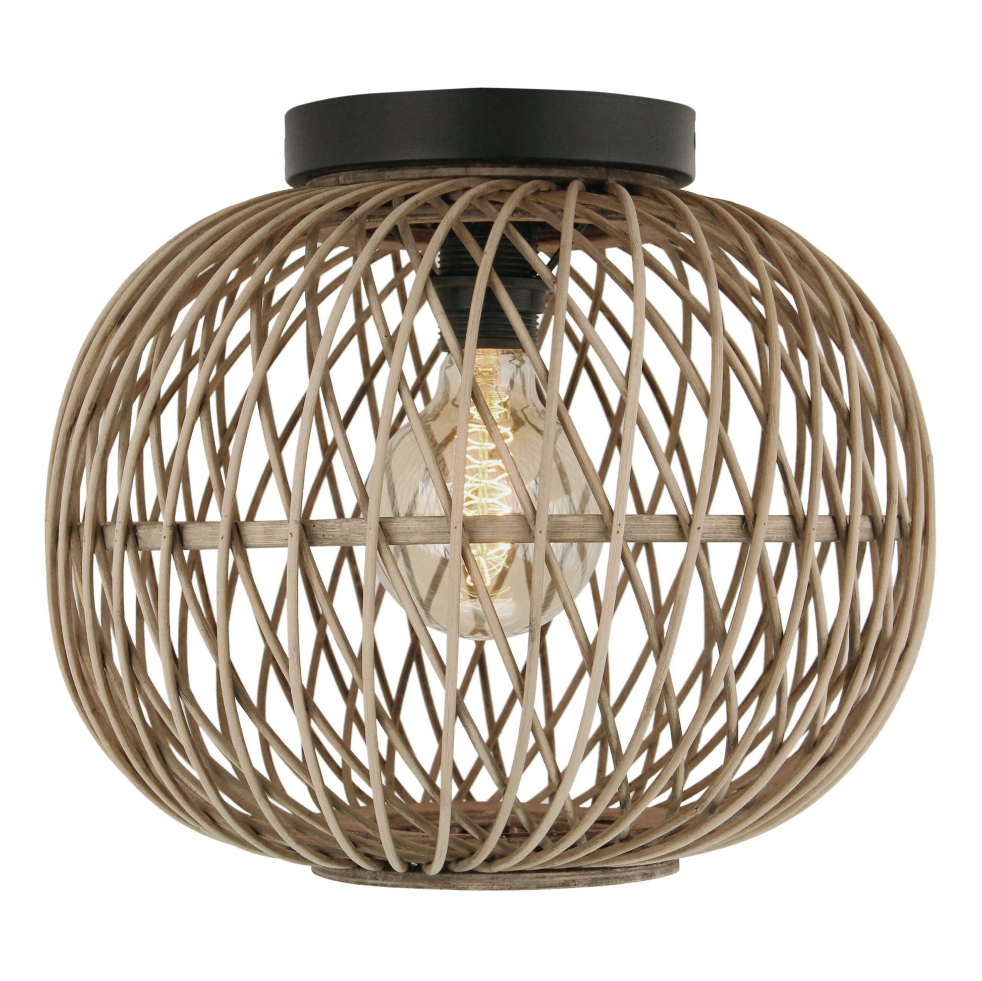 Plafondlamp Chericoni Nature Diagonaal, Ø32 cm, bamboe hout, 1 lichtpunt. Natuurlijk design voor sfeervolle verlichting.