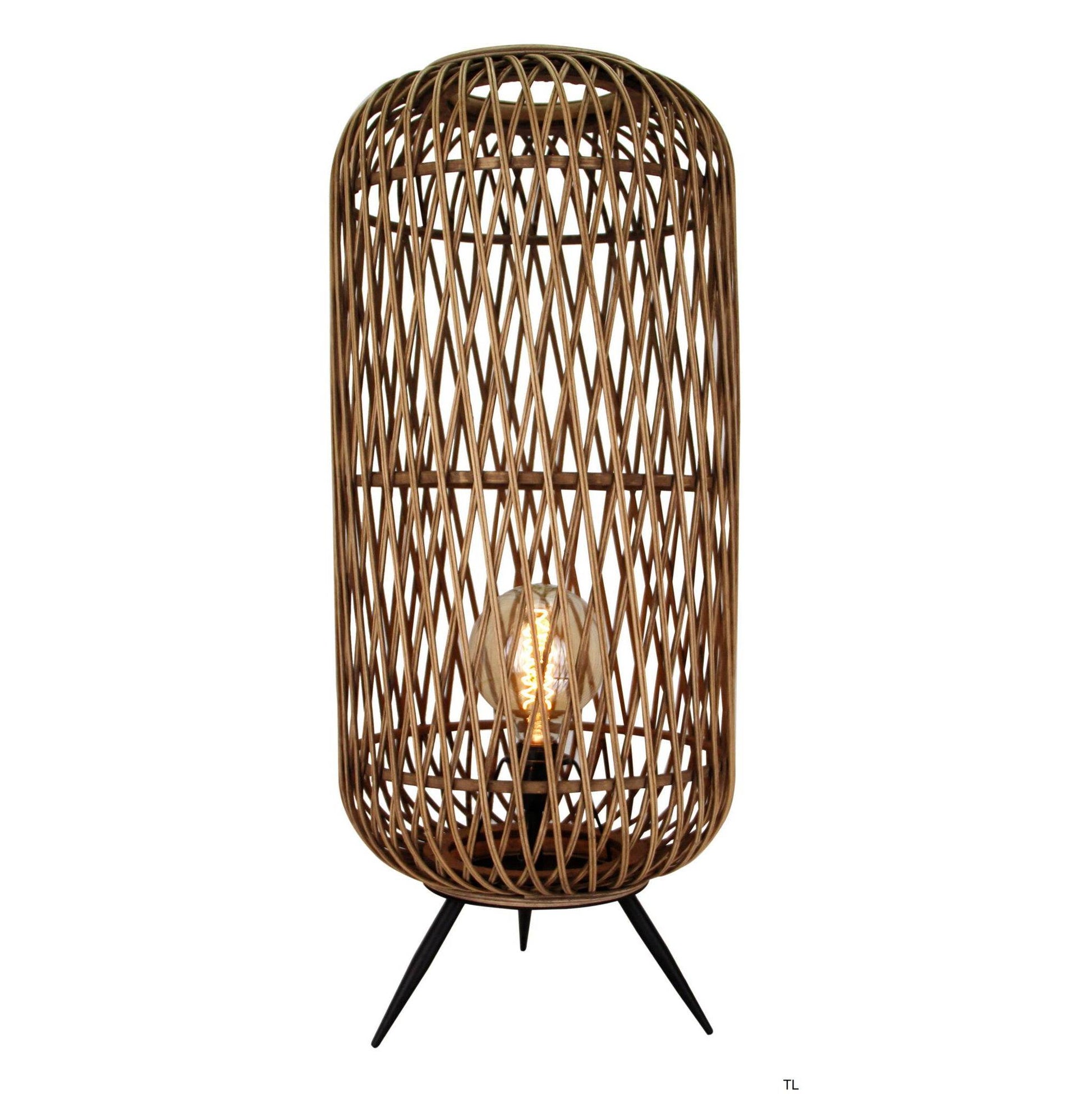 De Nature Diagonaal Vloerlamp (Ø35 cm) combineert bamboe met een strak, zwart design.