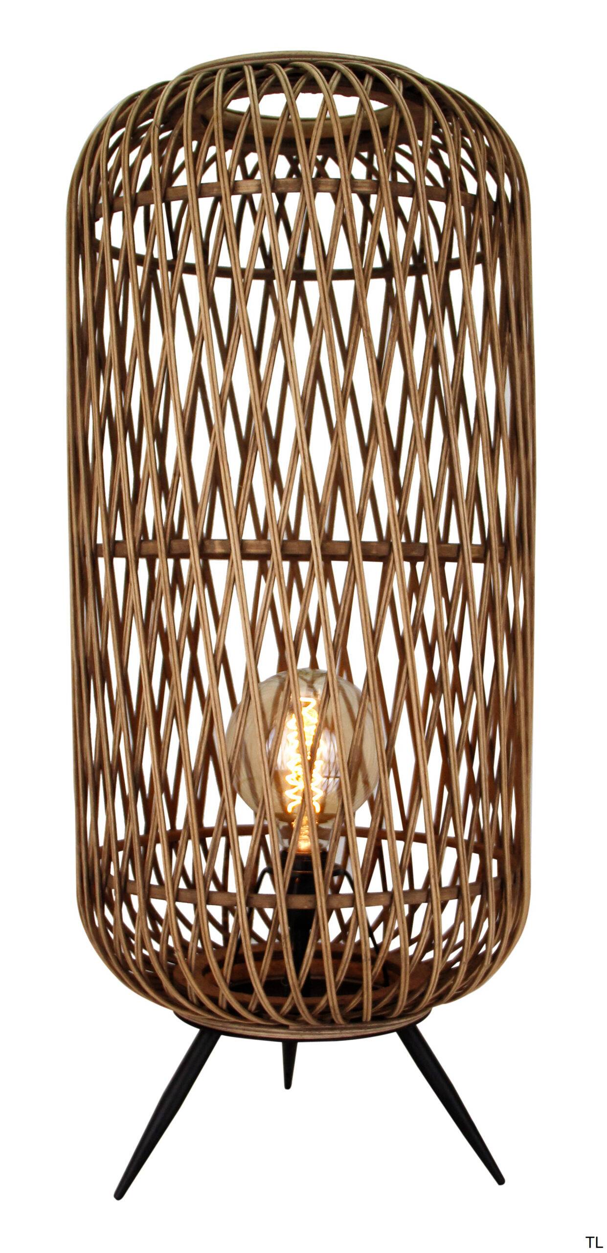 De Nature Diagonaal Vloerlamp (Ø35 cm) combineert bamboe met een strak, zwart design.