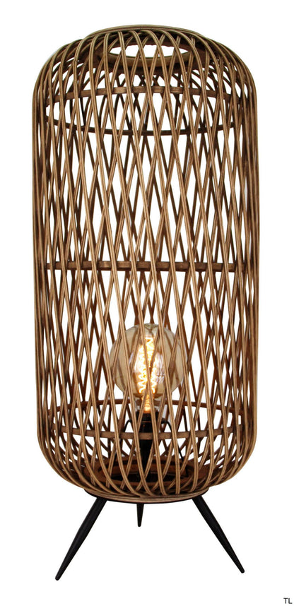 De Nature Diagonaal Vloerlamp (Ø35 cm) combineert bamboe met een strak, zwart design.