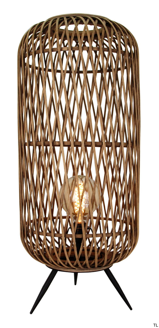 De Nature Diagonaal Vloerlamp (Ø35 cm) combineert bamboe met een strak, zwart design.
