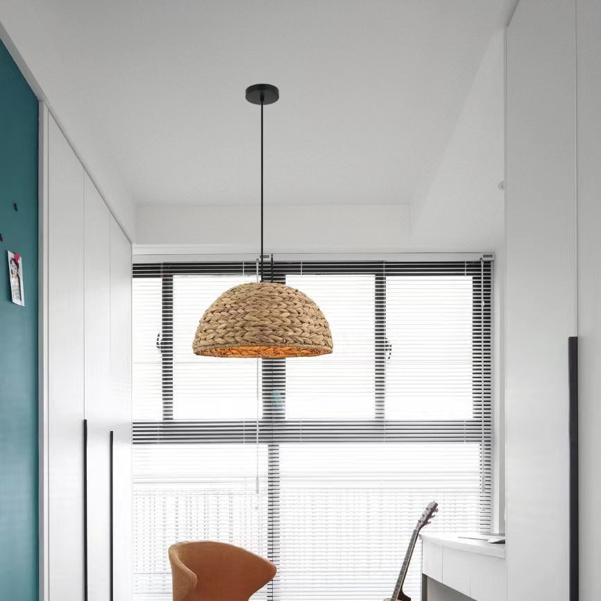 Hanglamp Chericoni Nature Treccia, Ø 40cm, 1 lichtpunt, bruin bamboe, natuurlijk design voor sfeervolle interieurverlichting.