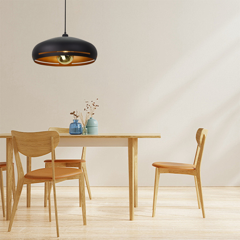 Zwart-gouden Chericoni Striscia Hanglamp Ø 45 cm, met een 1 lichts design en een moderne uitstraling.