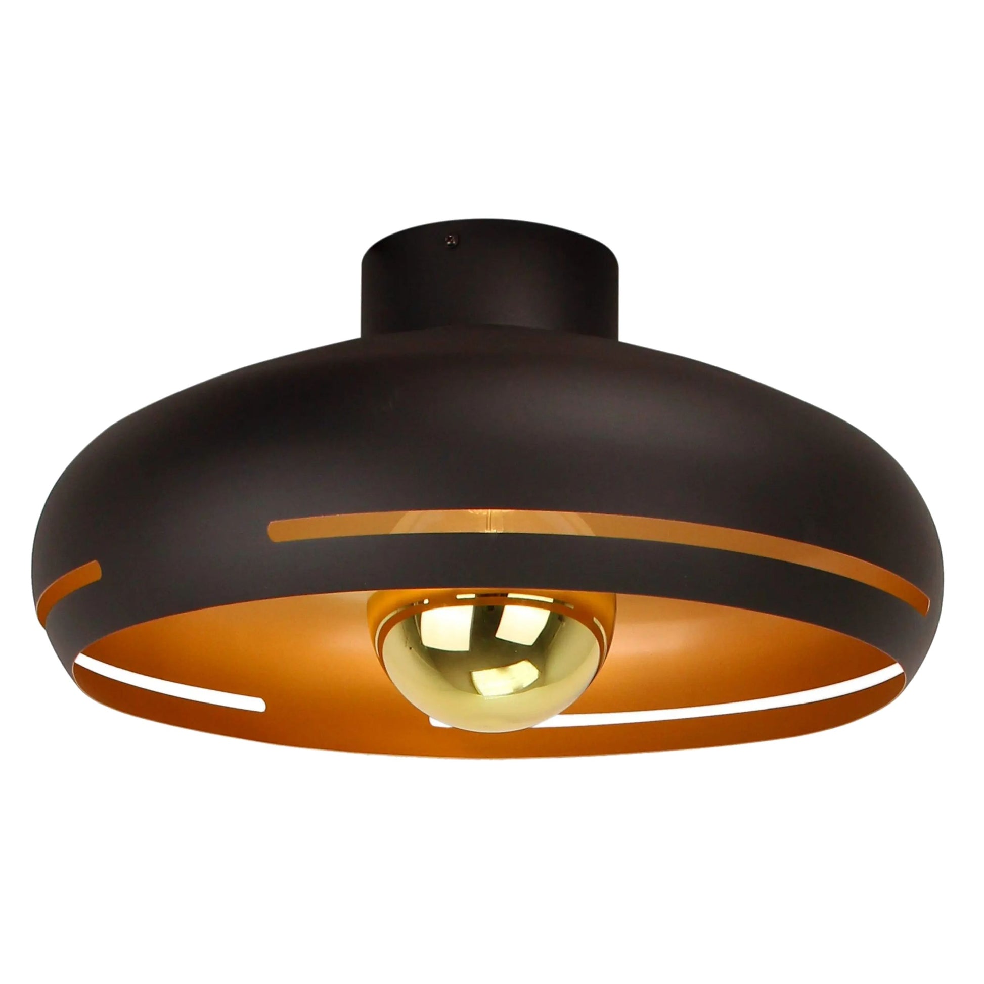 Chericoni Striscia Plafondlamp Ø 45 cm, 1 lichts met E27 fitting, uitgevoerd in zwart en goud voor een luxe uitstraling
