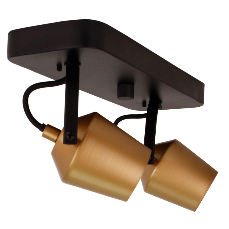 Chericoni Tavola gouden plafondspot, 2 lichts met GU10 fitting, voor een stijlvolle en luxe sfeer.
