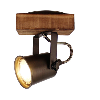 De Chericoni Tazza Plafondspot (1-lichts) in brons met hout is een stijlvolle en flexibele spot. Richt de spot naar wens en creëer sfeer in huis! 