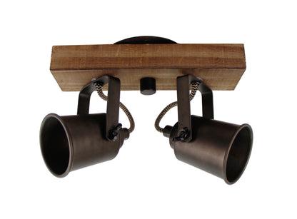 De Chericoni Tazza Plafondspot (2-lichts) in brons met hout is een stijlvolle en flexibele spot. Richt de spots naar wens en creëer sfeer in huis!