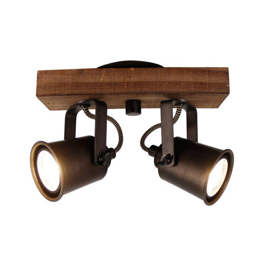 De Chericoni Tazza Plafondspot (2-lichts) in brons met hout is een stijlvolle en flexibele spot. Richt de spots naar wens en creëer sfeer in huis!