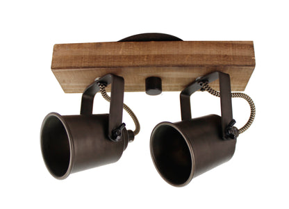 De Chericoni Tazza Plafondspot (2-lichts) in brons met hout is een stijlvolle en flexibele spot. Richt de spots naar wens en creëer sfeer in huis!