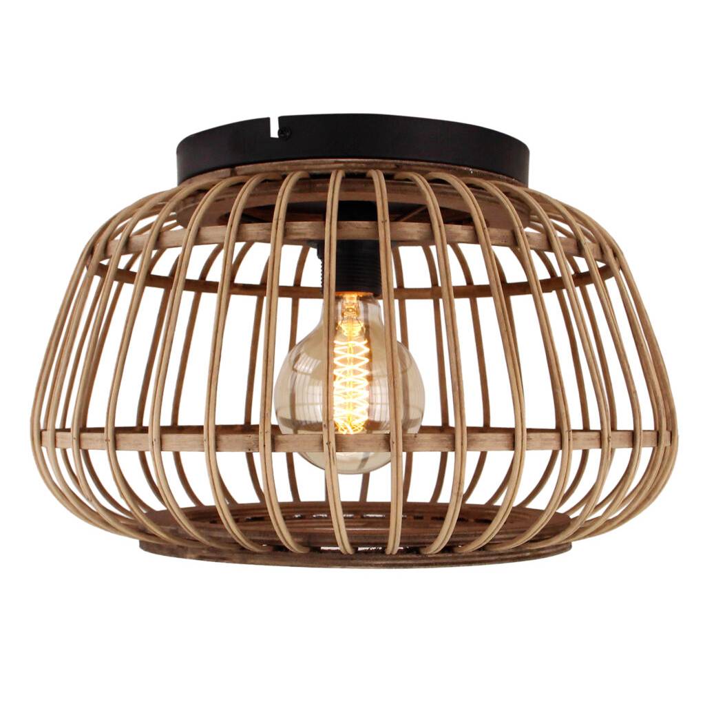 Natural Chericoni Trapeze plafondlamp, 1 light, Ø40 cm, E27 fitting, crafted from FSC-certified bamboo, eco-friendly design