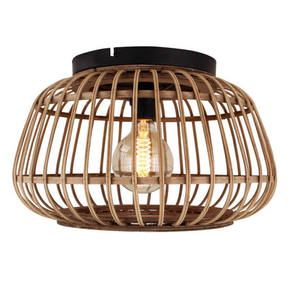 Natural Chericoni Trapeze plafondlamp, 1 light, Ø40 cm, E27 fitting, crafted from FSC-certified bamboo, eco-friendly design