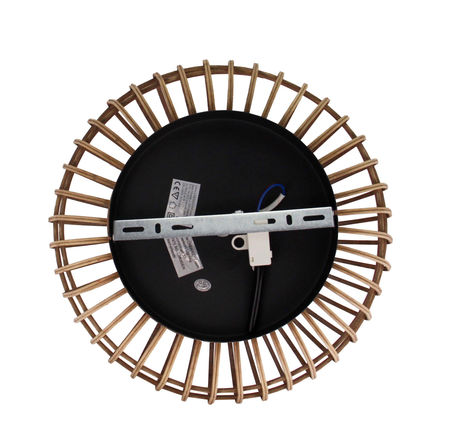 Natural Chericoni Trapeze plafondlamp, 1 light, Ø40 cm, E27 fitting, crafted from FSC-certified bamboo, eco-friendly design.