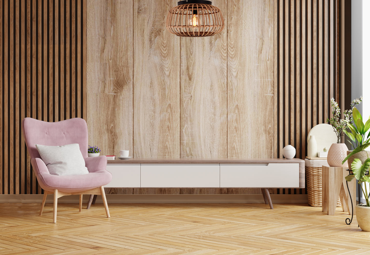 Natural Chericoni Trapeze plafondlamp, 1 light, Ø40 cm, E27 fitting, crafted from FSC-certified bamboo, eco-friendly design